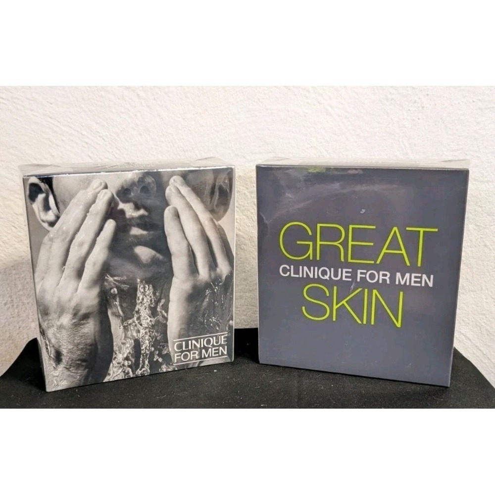 2 New Clinique for Men Great Skin 3 Pcs Set Face Wash, Exfoliating Tonic, Lotion